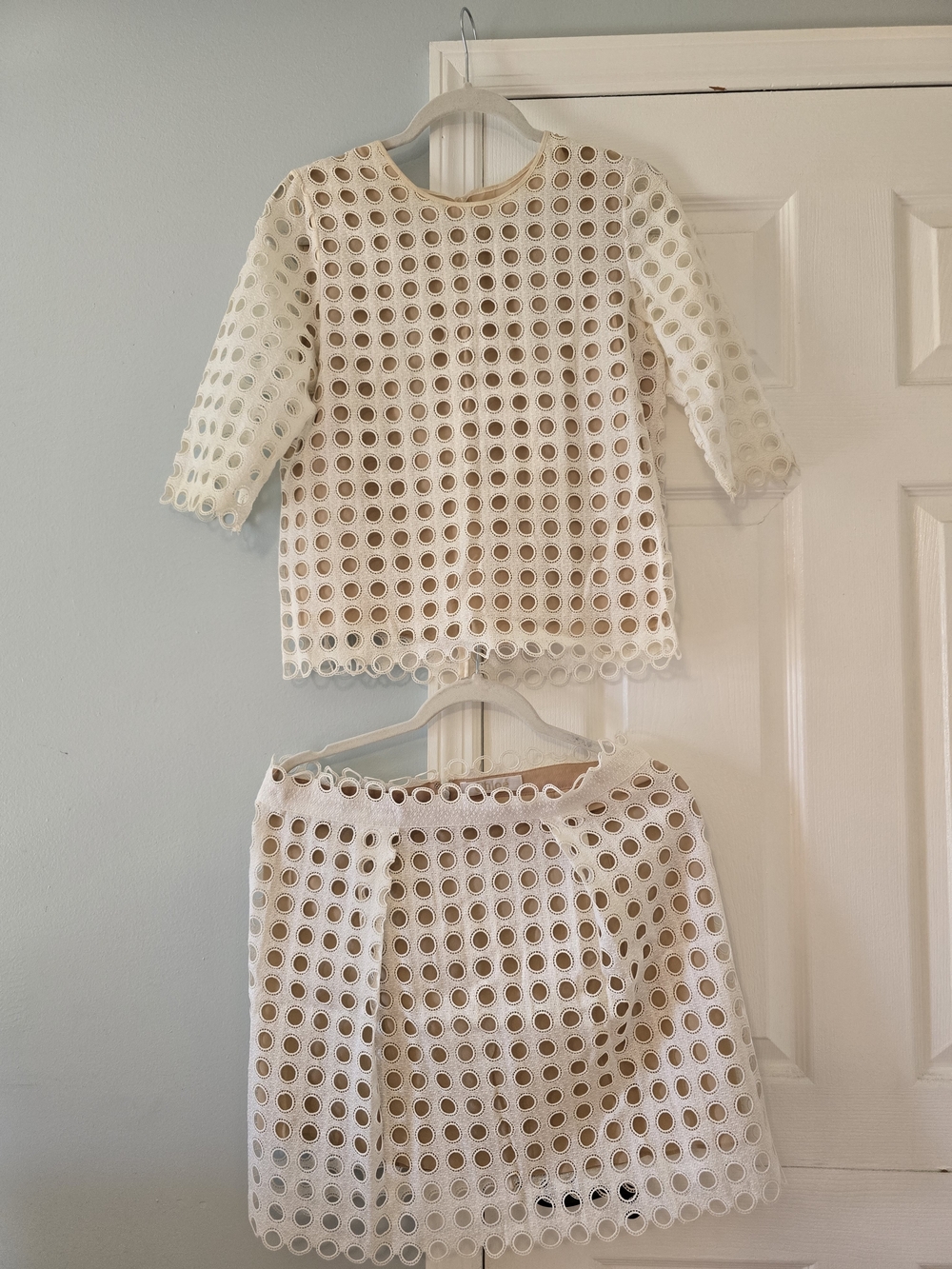 Chloé Cream Lace-Trim Blouse And Skirt